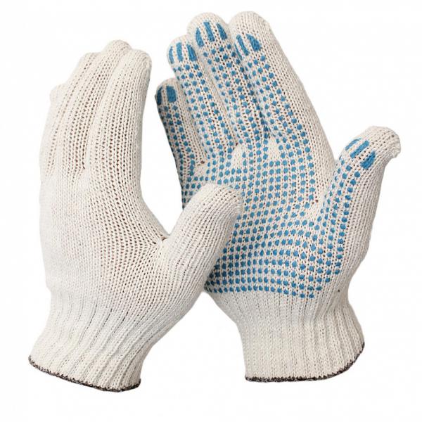 Перчатки х/б 7,5 класс,(7) с ПВХ (белые)