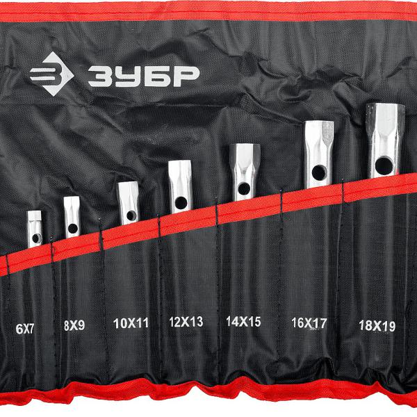 Ключи торцовые, трубчатые двухсторонние, 6-22мм, с воротком, 9шт, набор, ЗУБР ″Мастер″: 27162-H9