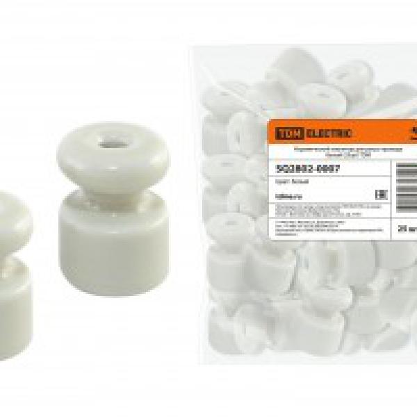 Керамический изолятор для ретро провода белый TDM SQ2802-0007