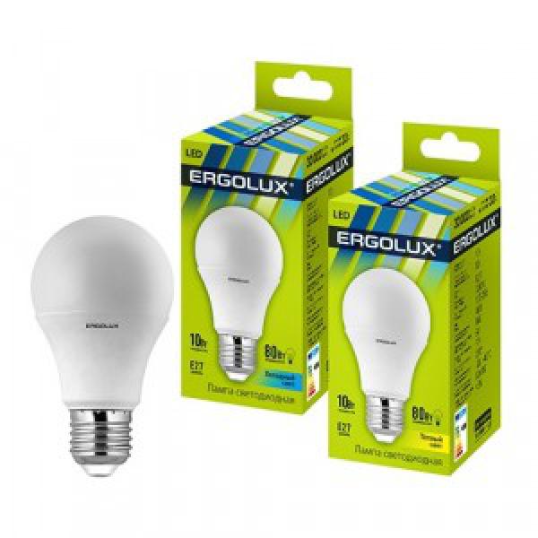 Лампа 10W / 80Вт E27, Т/С A60 (840lm 270°) 3000K матов.Ergolux LED-A60-10W-E27-3K