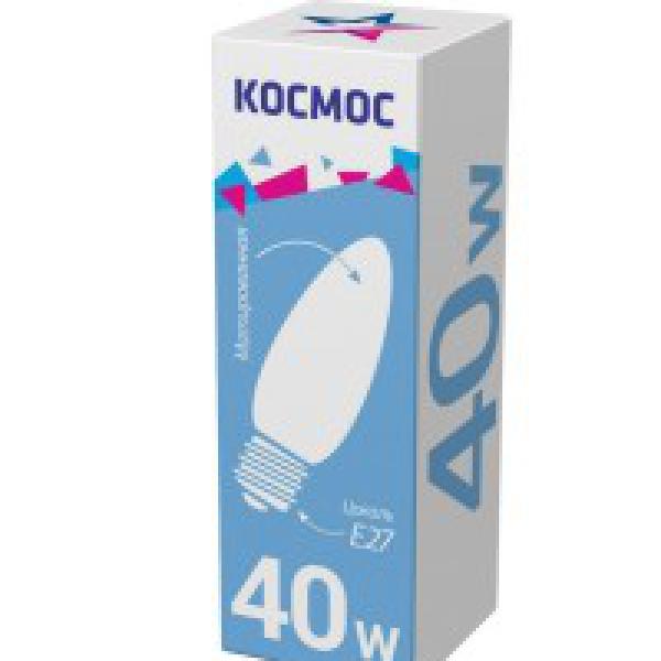 Лампа накаливания 40W E27 свеча матовая Космос B35 28728