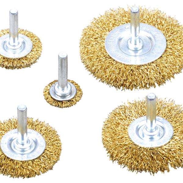 Набор щеток для дрели, 5 шт. ("Плоские" 25,38,50,65,75 мм, латунированная витая проволока, cutop profi 82-548