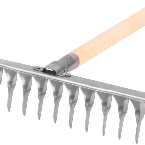 Грабли, витой зуб, нержавеющая сталь, 14 зубьев, с деревянным черенком 76984